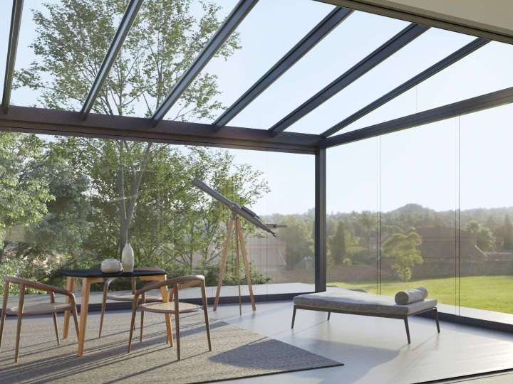 Innenansicht des Solarlux Terrassendachs SDL Alerio