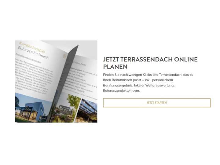 Auf der Solarlux Webseite dient der Konfigurator als Bedarfsabfrage und führt zum passenden Modell. Die Fachberatung folgt im nächsten Schritt.